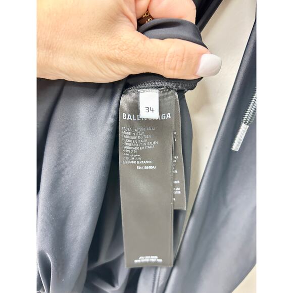 Balenciaga's Long Sleeve Ruched Bodycon Mini Dress Matte Black Women's 34 / US 2 - Picture 4 of 6